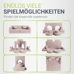 Kindersofa Kayo mit Cord Bezug & Kissen Weiches Spielsofa mit verschiedenen Aufbaumöglichkeiten