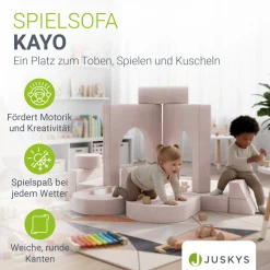 Kindersofa Kayo mit Cord Bezug & Kissen Weiches Spielsofa mit verschiedenen Aufbaumöglichkeiten