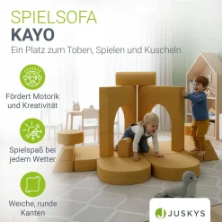 Kindersofa Kayo mit Cord Bezug & Kissen Weiches Spielsofa mit verschiedenen Aufbaumöglichkeiten