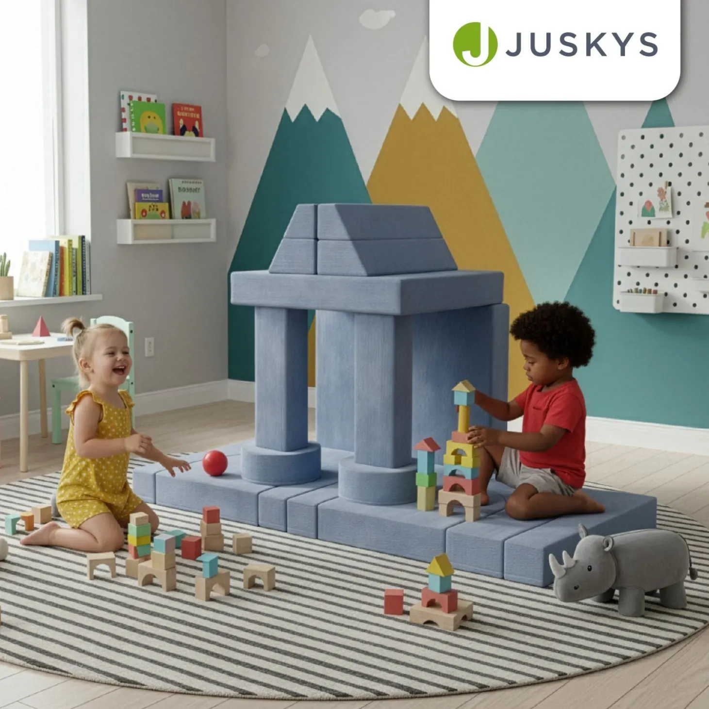 Kindersofa Kayo mit Cord Bezug & Kissen Weiches Spielsofa mit verschiedenen Aufbaumöglichkeiten
