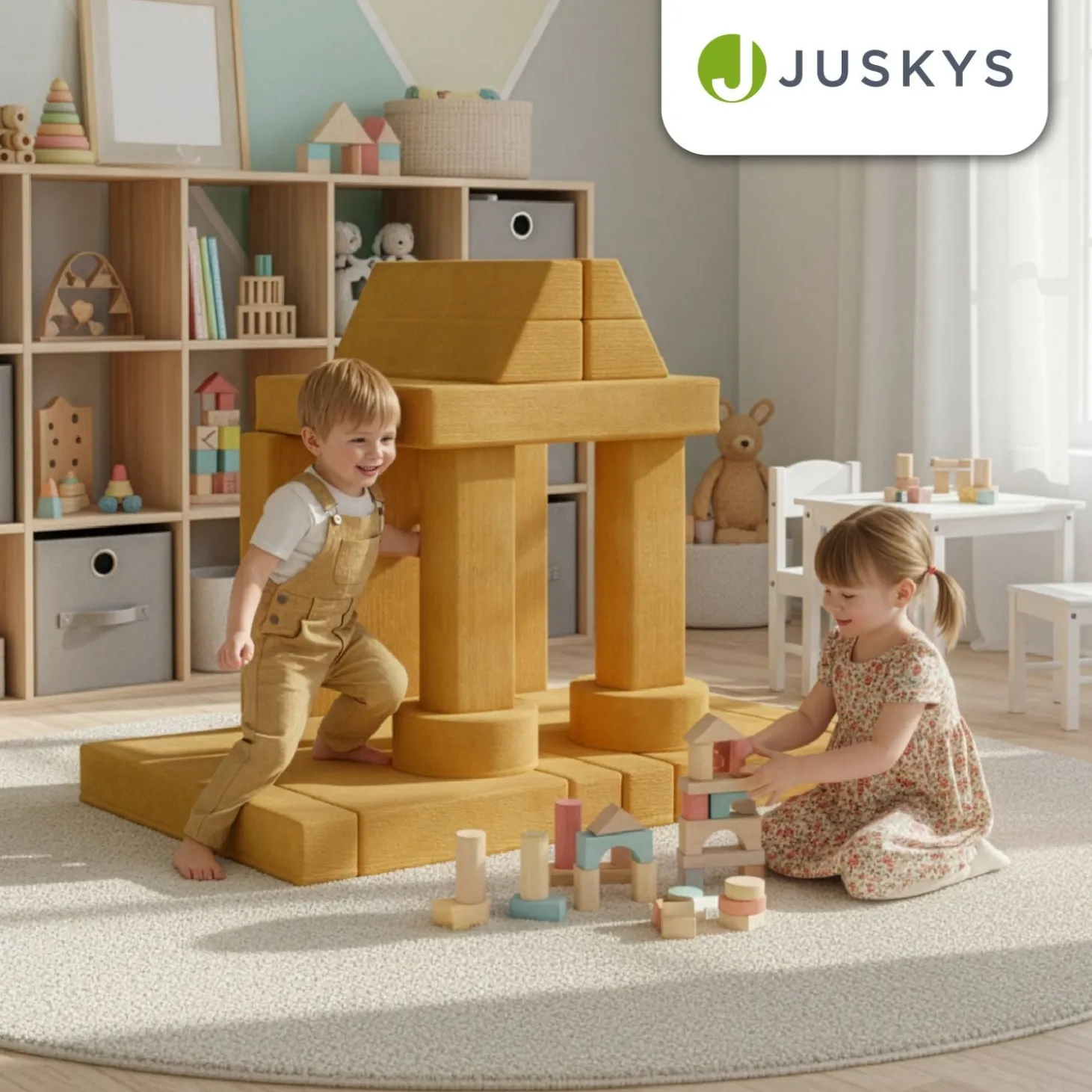 Kindersofa Kayo mit Cord Bezug & Kissen Weiches Spielsofa mit verschiedenen Aufbaumöglichkeiten