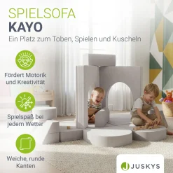 Kindersofa Kayo mit Cord Bezug & Kissen Weiches Spielsofa mit verschiedenen Aufbaumöglichkeiten