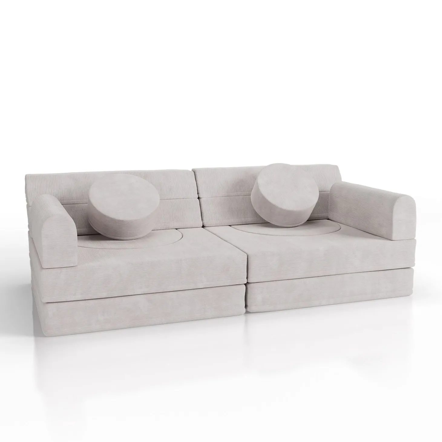 Kindersofa Kayo mit Cord Bezug & Kissen Weiches Spielsofa mit verschiedenen Aufbaumöglichkeiten