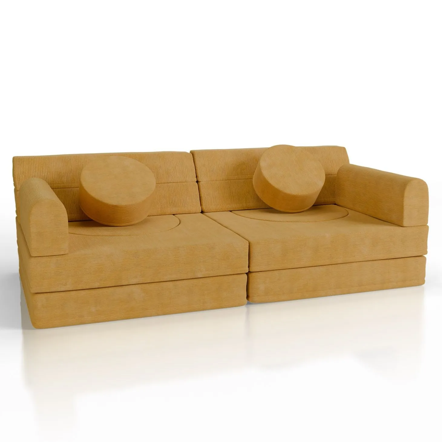 Kindersofa Kayo mit Cord Bezug & Kissen Weiches Spielsofa mit verschiedenen Aufbaumöglichkeiten