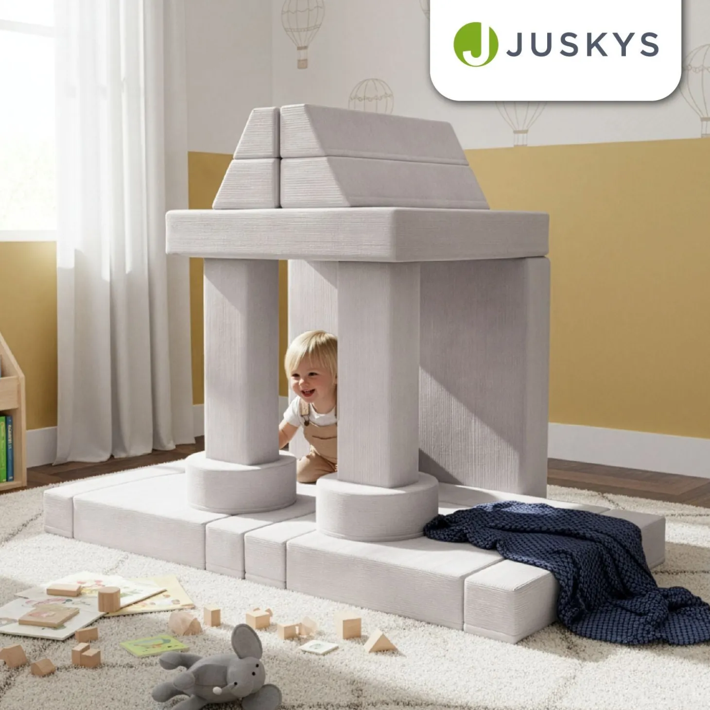 Kindersofa Kayo mit Cord Bezug & Kissen Weiches Spielsofa mit verschiedenen Aufbaumöglichkeiten