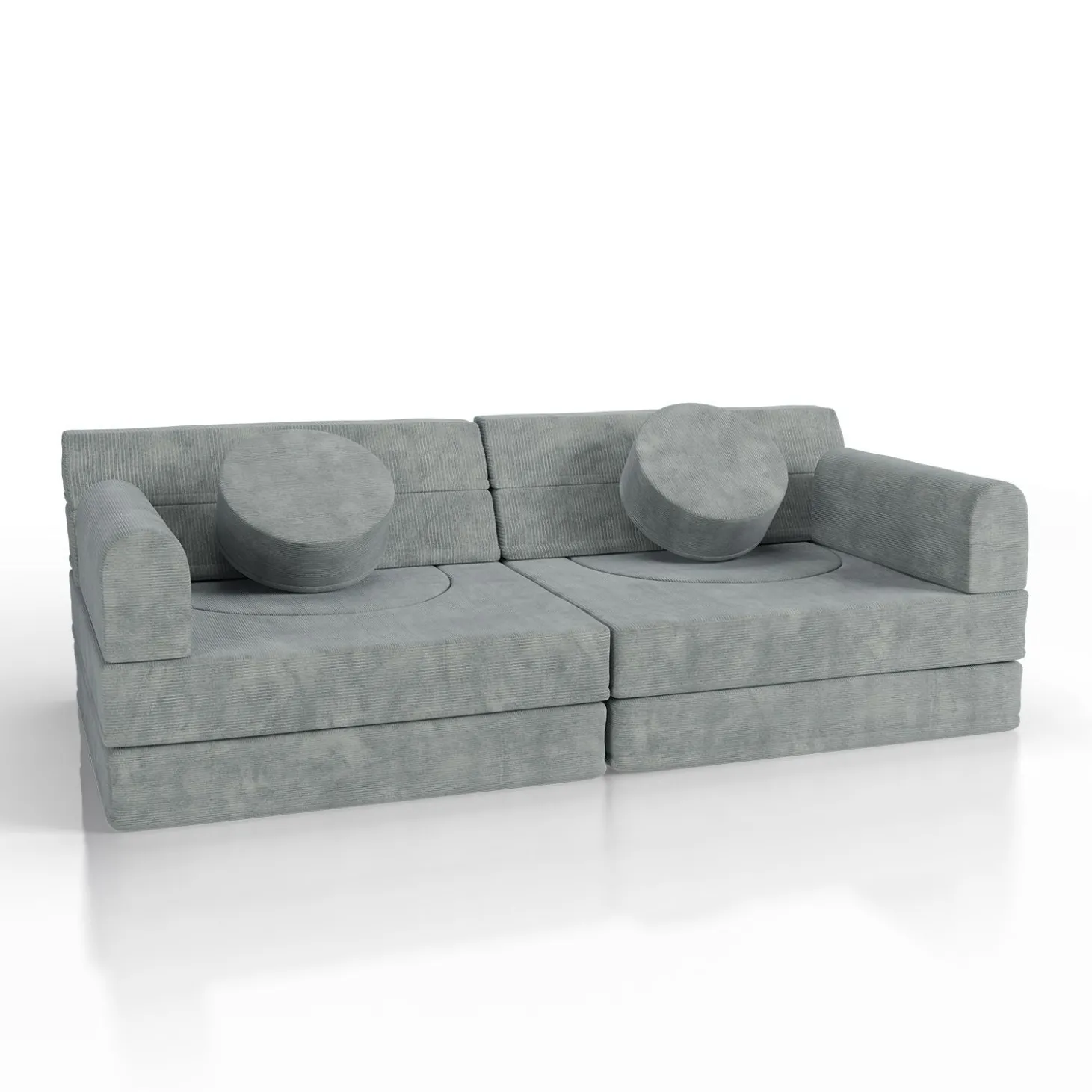 Kindersofa Kayo mit Cord Bezug & Kissen Weiches Spielsofa mit verschiedenen Aufbaumöglichkeiten
