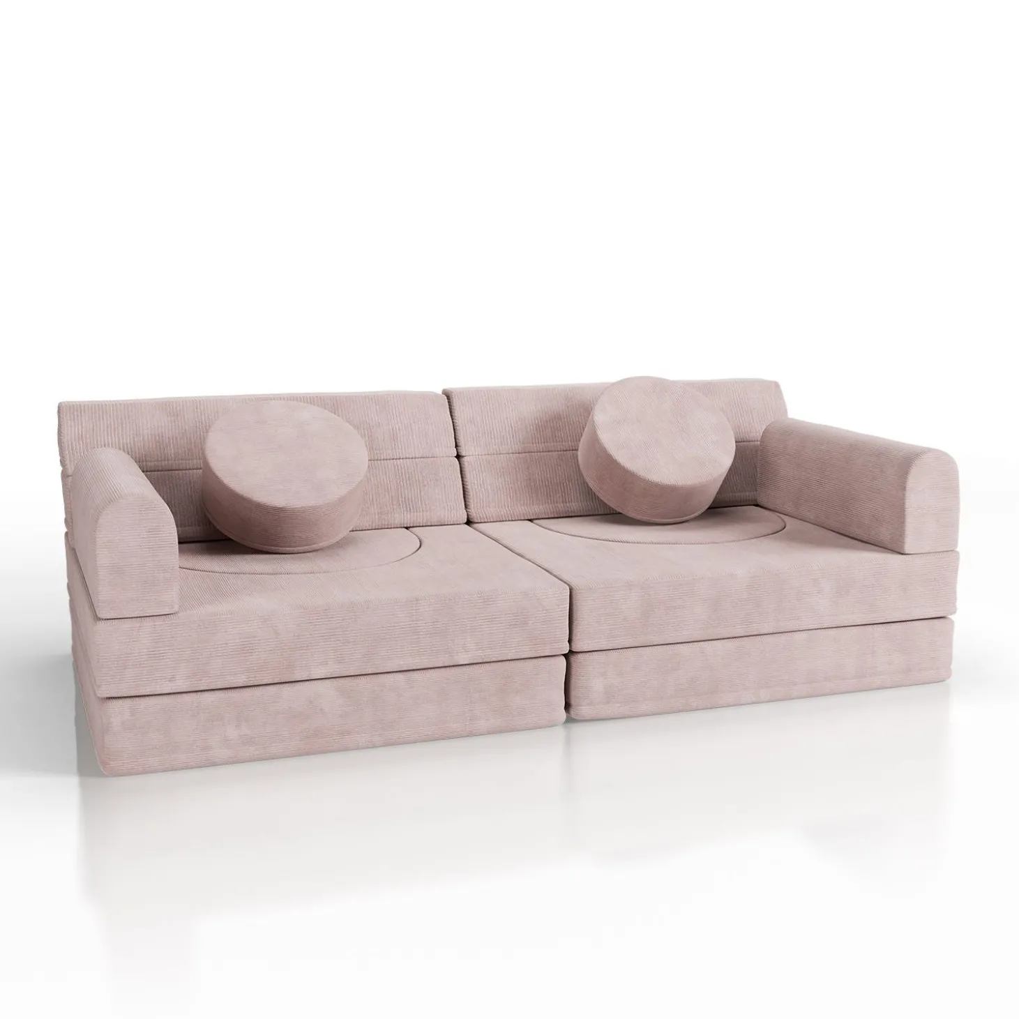 Kindersofa Kayo mit Cord Bezug & Kissen Weiches Spielsofa mit verschiedenen Aufbaumöglichkeiten