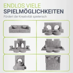 Kindersofa Kayo mit Cord Bezug & Kissen Weiches Spielsofa mit verschiedenen Aufbaumöglichkeiten