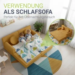 Kindersofa Kayo mit Cord Bezug & Kissen Weiches Spielsofa mit verschiedenen Aufbaumöglichkeiten