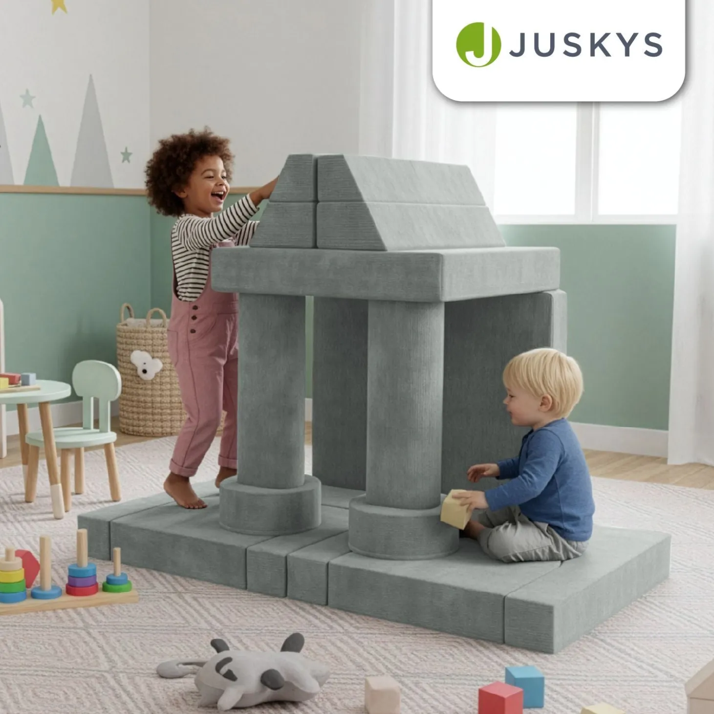 Kindersofa Kayo mit Cord Bezug & Kissen Weiches Spielsofa mit verschiedenen Aufbaumöglichkeiten