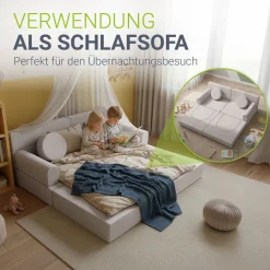 Kindersofa Kayo mit Cord Bezug & Kissen Weiches Spielsofa mit verschiedenen Aufbaumöglichkeiten
