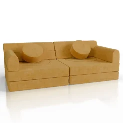 Kindersofa Kayo mit Cord Bezug & Kissen Weiches Spielsofa mit verschiedenen Aufbaumöglichkeiten