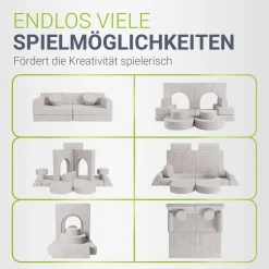 Kindersofa Kayo mit Cord Bezug & Kissen Weiches Spielsofa mit verschiedenen Aufbaumöglichkeiten