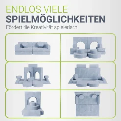 Kindersofa Kayo mit Cord Bezug & Kissen Weiches Spielsofa mit verschiedenen Aufbaumöglichkeiten