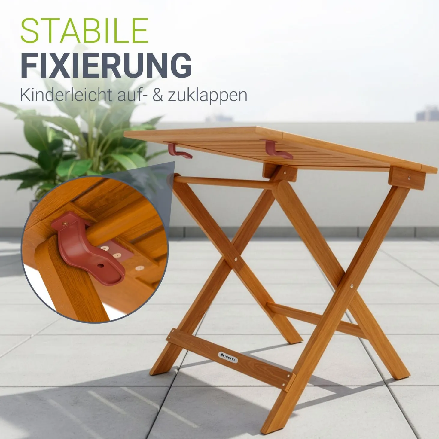 Klappbarer Holztisch Zadar Robuster, wetterfester Gartentisch aus Akazienholz für Outdoor-Einsätze