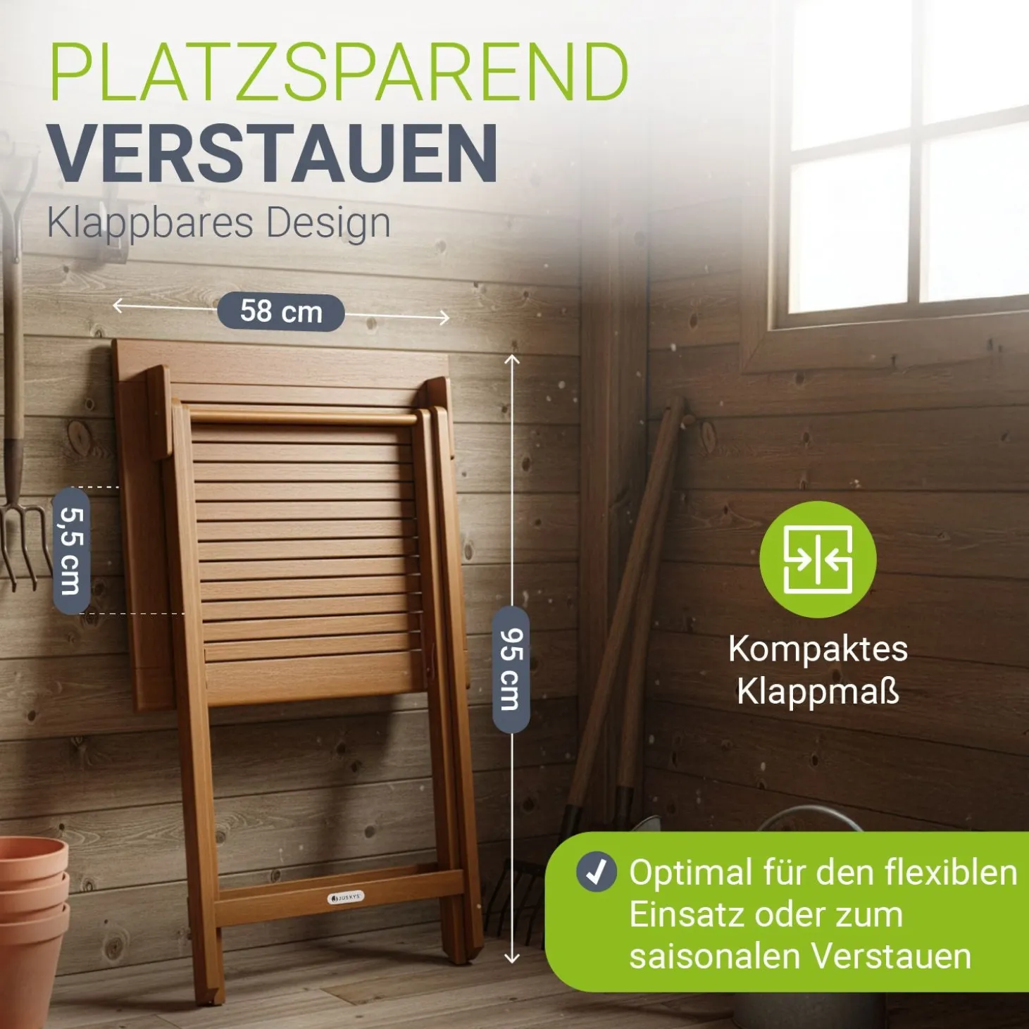 Klappbarer Holztisch Zadar Robuster, wetterfester Gartentisch aus Akazienholz für Outdoor-Einsätze