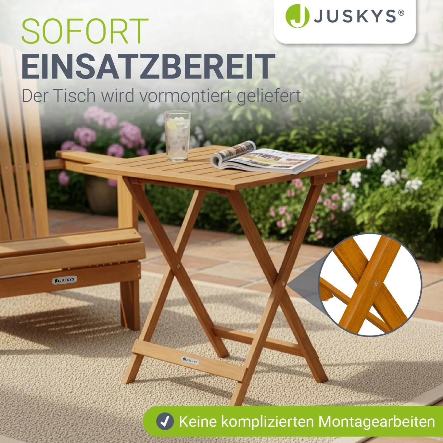 Klappbarer Holztisch Zadar Robuster, wetterfester Gartentisch aus Akazienholz für Outdoor-Einsätze
