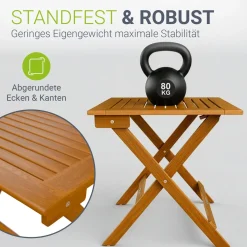 Klappbarer Holztisch Zadar Robuster, wetterfester Gartentisch aus Akazienholz für Outdoor-Einsätze