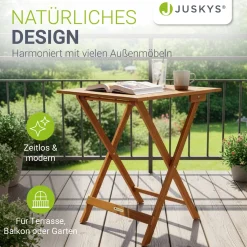 Klappbarer Holztisch Zadar Robuster, wetterfester Gartentisch aus Akazienholz für Outdoor-Einsätze