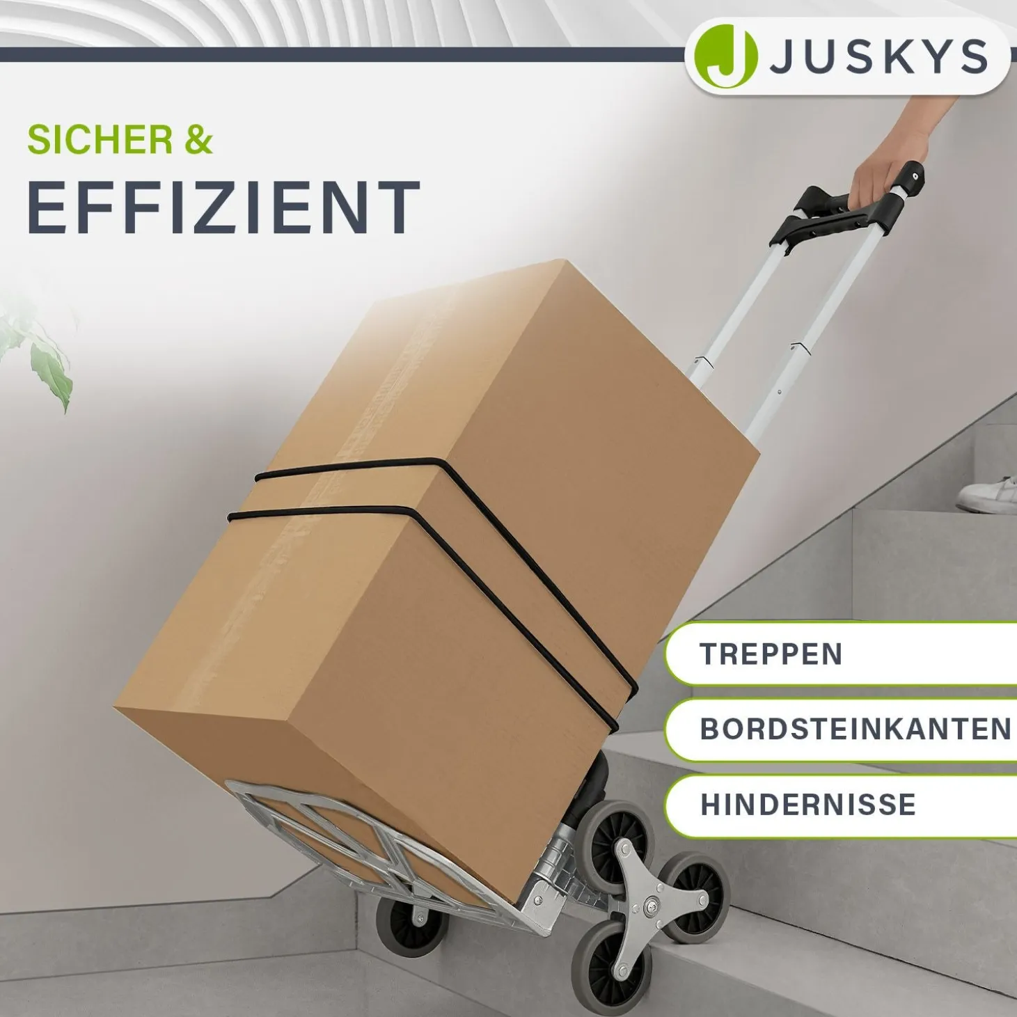 Klappbare Treppensackkarre bis 80 kg Alu Sackkarre inklusive Handschuhe & 2 Expanderseile