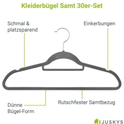Kleiderbügel - Samt Bügel für Garderobe - rutschfest mit Samtbezug