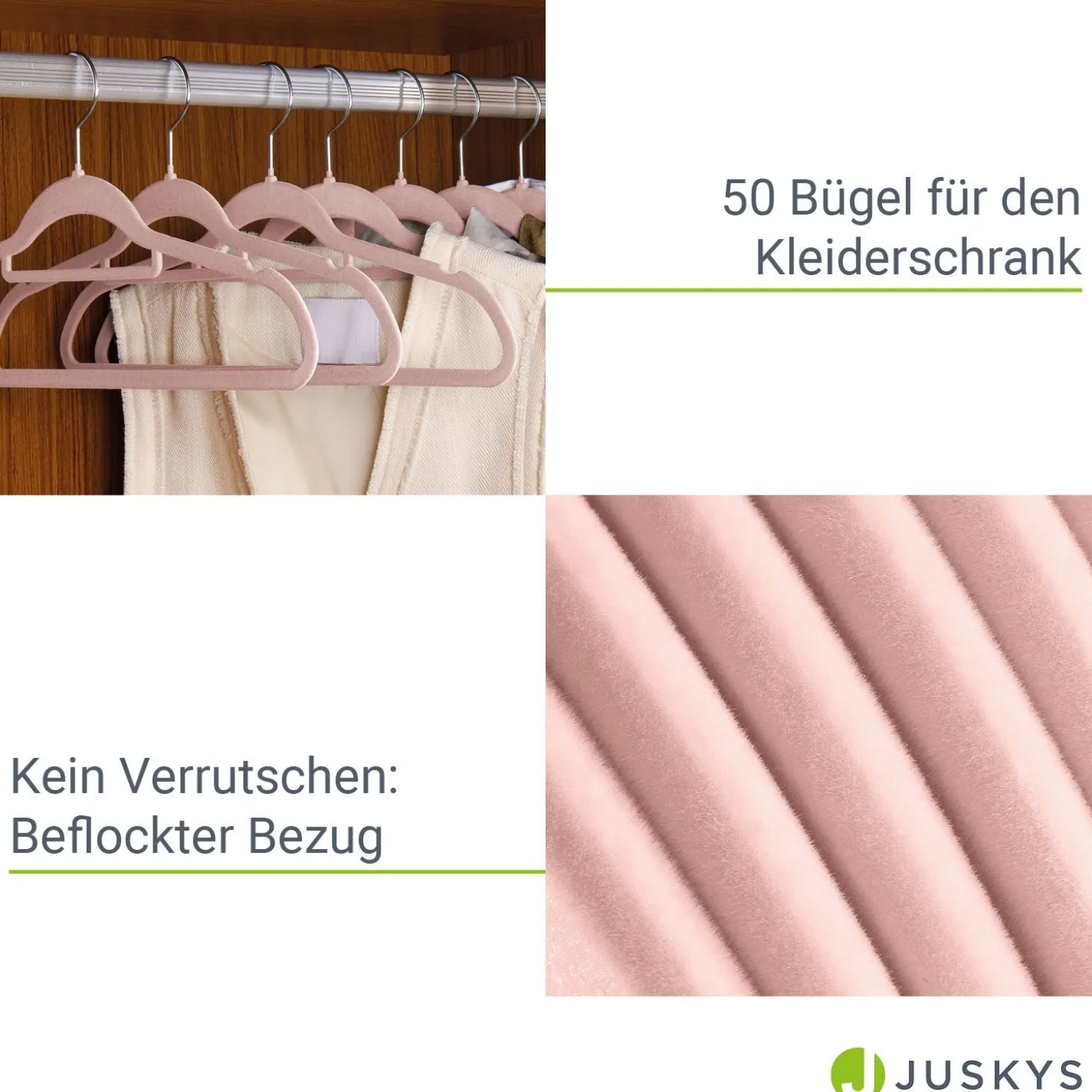 Kleiderbügel - Samt Bügel für Garderobe - rutschfest mit Samtbezug