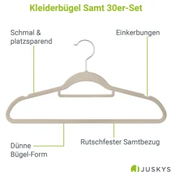 Kleiderbügel - Samt Bügel für Garderobe - rutschfest mit Samtbezug