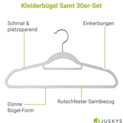 Kleiderbügel - Samt Bügel für Garderobe - rutschfest mit Samtbezug