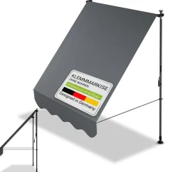 Klemmmarkise Kapstadt mit Handkurbel höhenverstellbarer Sonnenschutz, uv-beständig in 6 Breiten verfügbar