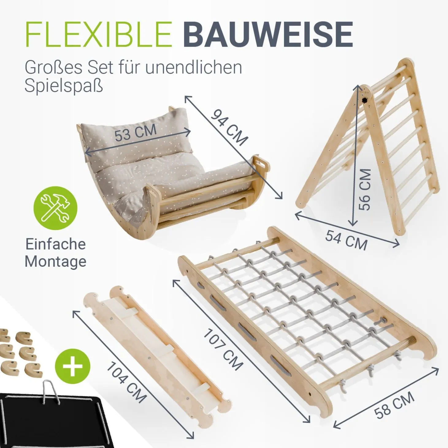 Kletterdreieck Movario Vielseitiges Indoor-Klettergerüst für motorische Förderung