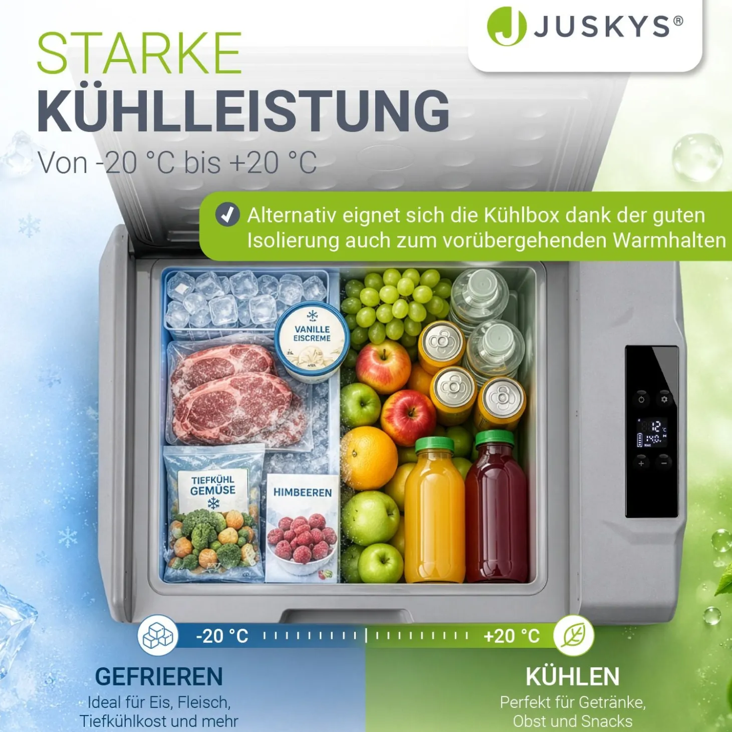 Kompressor Kühlbox Yukon 30l oder 50l mit 12/24 & 230 V Anschluss, App-Steuerung und USB-Ladebuchse
