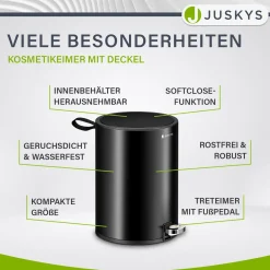 Kosmetikeimer mit Deckel Moderner Mülleimer aus Stahl mit Tretmechanik