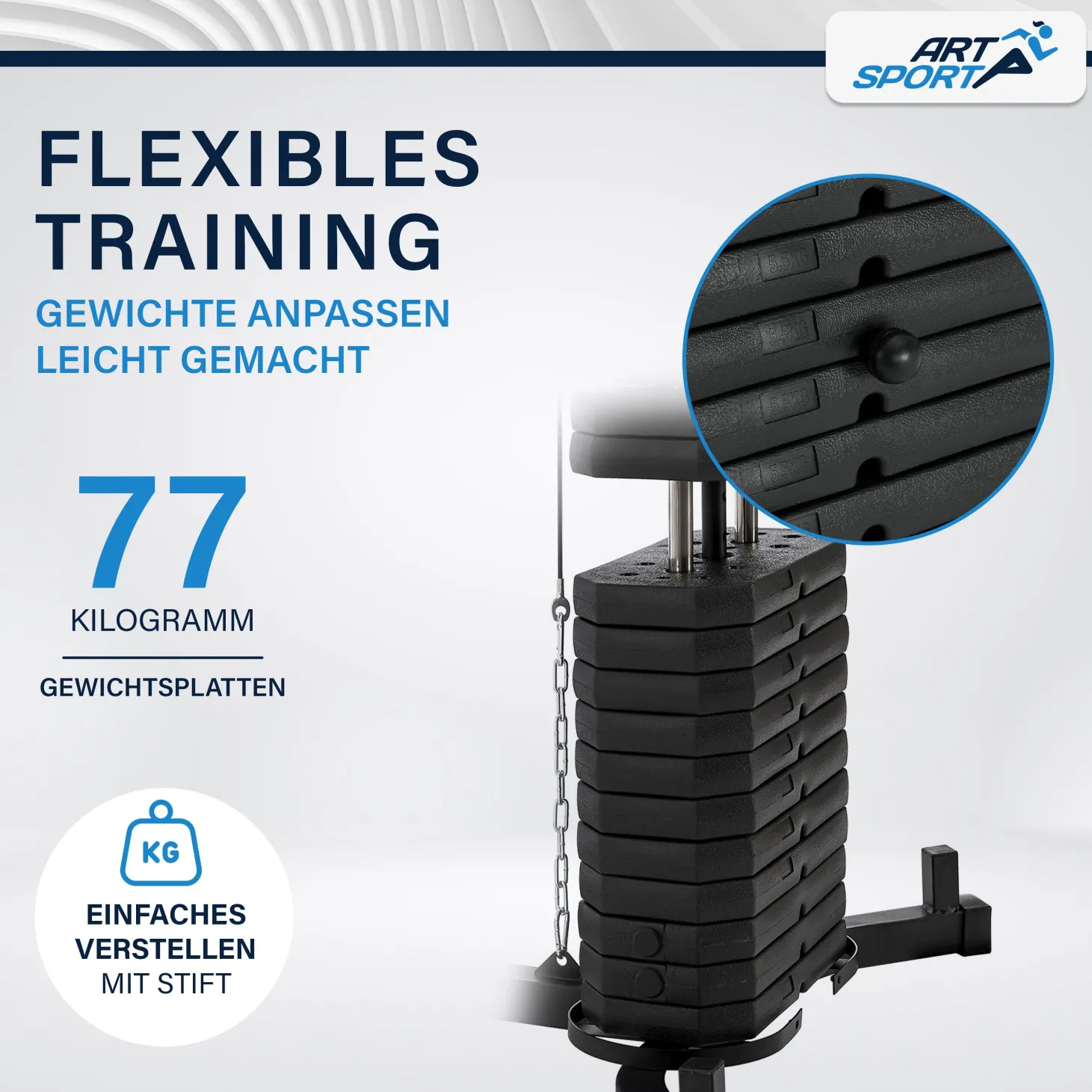 Kraftstation ProfiGym 3000 Ganzkörper Trainingsgerät mit 14 Gewichten bis 77 kg