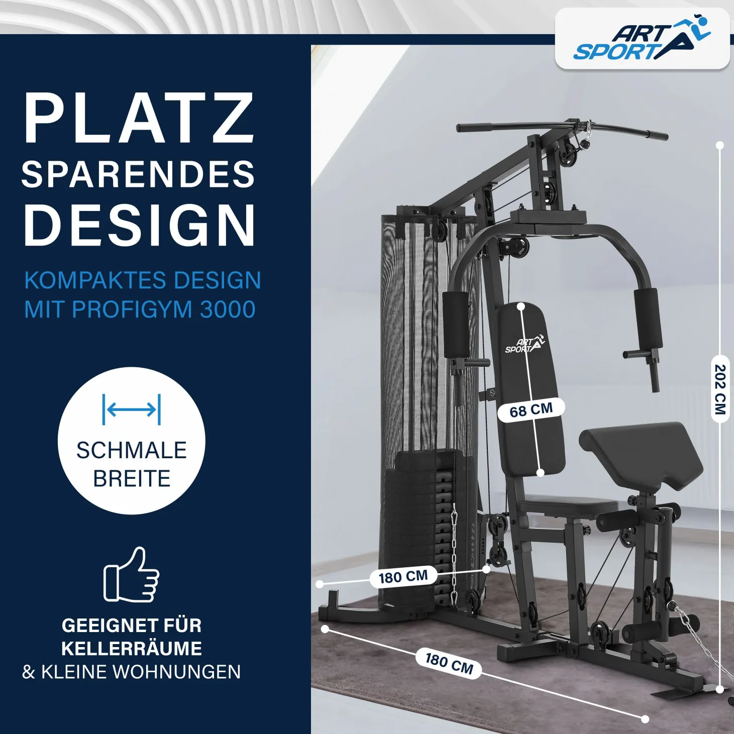 Kraftstation ProfiGym 3000 Ganzkörper Trainingsgerät mit 14 Gewichten bis 77 kg