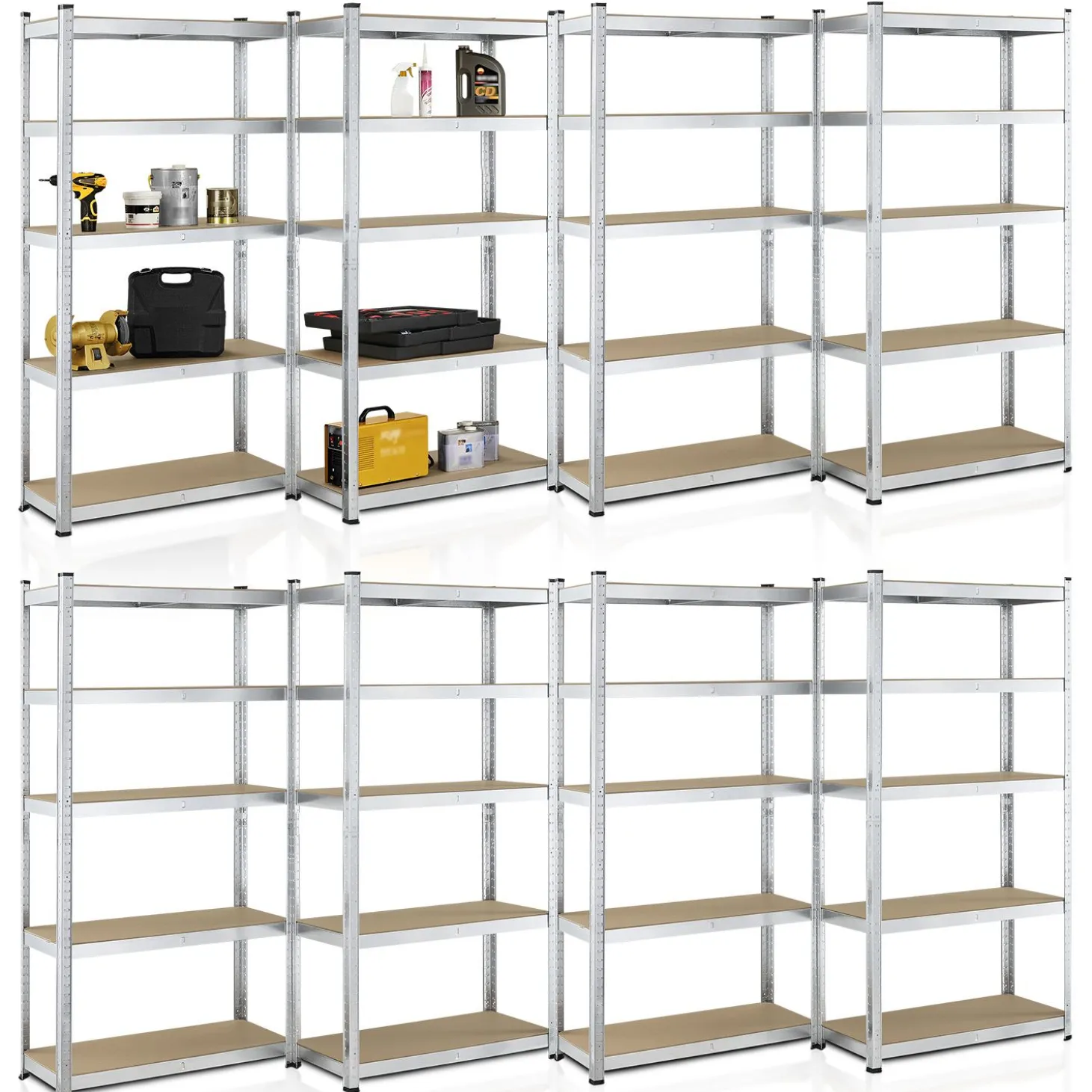 Lagerregal Basic 2er bis 8er Set 180 x 90 x 40 cm Schwerlastregale aus Metall mit Einlegeböden