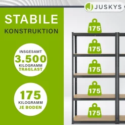Lagerregal Basic 2er bis 8er Set 180 x 90 x 40 cm Schwerlastregale aus Metall mit Einlegeböden