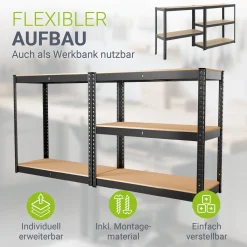 Lagerregal Basic 2er bis 8er Set 180 x 90 x 40 cm Schwerlastregale aus Metall mit Einlegeböden