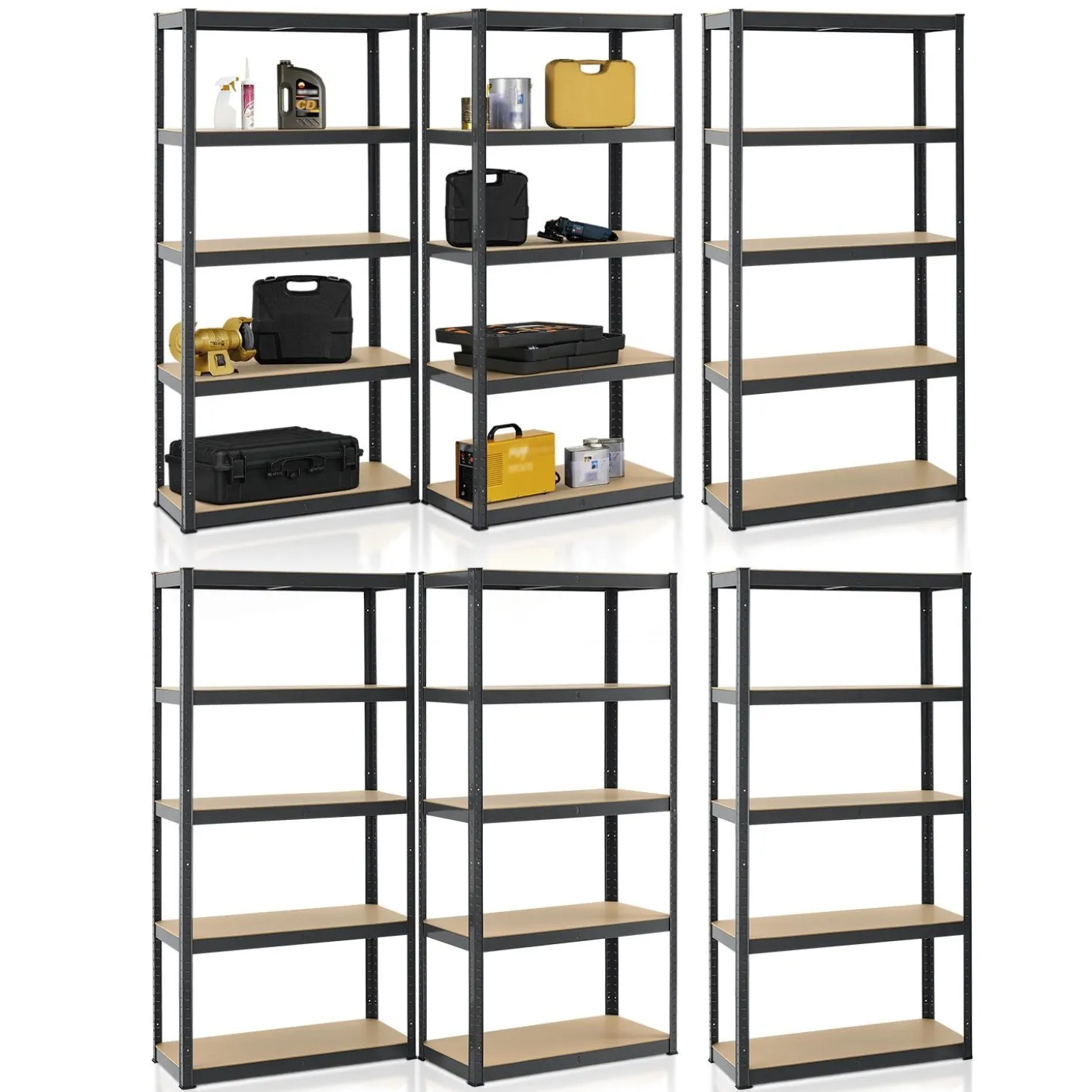 Lagerregal Basic 2er bis 8er Set 180 x 90 x 40 cm Schwerlastregale aus Metall mit Einlegeböden