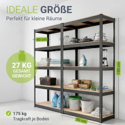Lagerregal Basic 2er bis 8er Set 180 x 90 x 40 cm Schwerlastregale aus Metall mit Einlegeböden