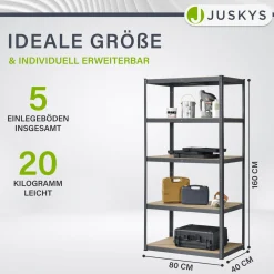 Lagerregal Basic 200 x 100 x 60 cm Schwerlastregal für Keller, Garage oder Werkstatt