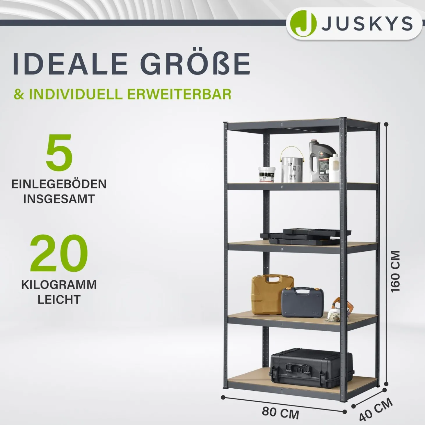 Lagerregal Basic 200 x 100 x 60 cm Schwerlastregal für Keller, Garage oder Werkstatt