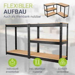 Lagerregal Easy 2er Set 160 x 80 x 40 cm 2 Schwerlastregale aus Metall mit 8 Einlegeböden