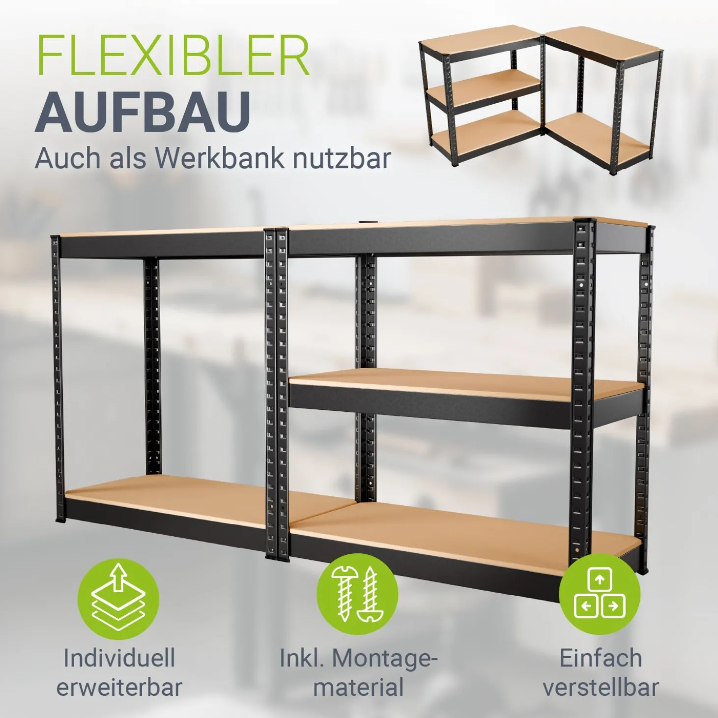 Lagerregal Easy 2er Set 160 x 80 x 40 cm 2 Schwerlastregale aus Metall mit 8 Einlegeböden