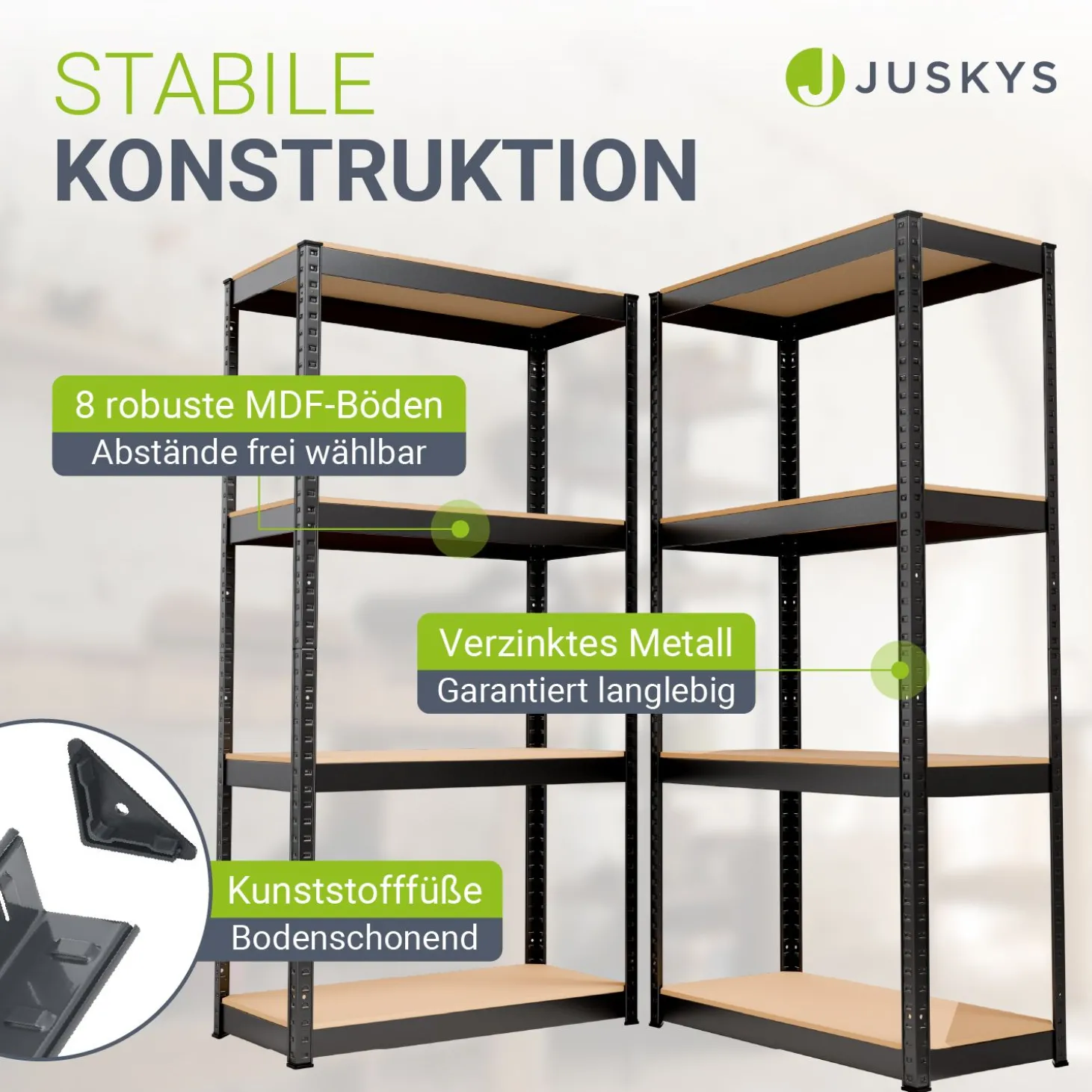 Lagerregal Easy 2er Set 160 x 80 x 40 cm 2 Schwerlastregale aus Metall mit 8 Einlegeböden