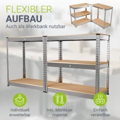 Lagerregal Easy 2er Set 160 x 80 x 40 cm 2 Schwerlastregale aus Metall mit 8 Einlegeböden