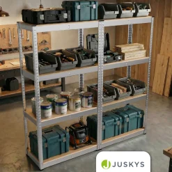 Lagerregal Easy 2er Set 160 x 80 x 40 cm 2 Schwerlastregale aus Metall mit 8 Einlegeböden
