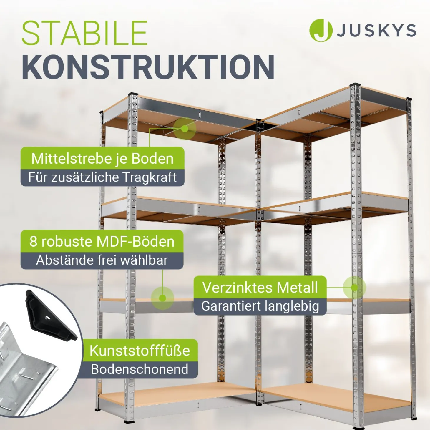 Lagerregal Easy 2er Set 160 x 80 x 40 cm 2 Schwerlastregale aus Metall mit 8 Einlegeböden