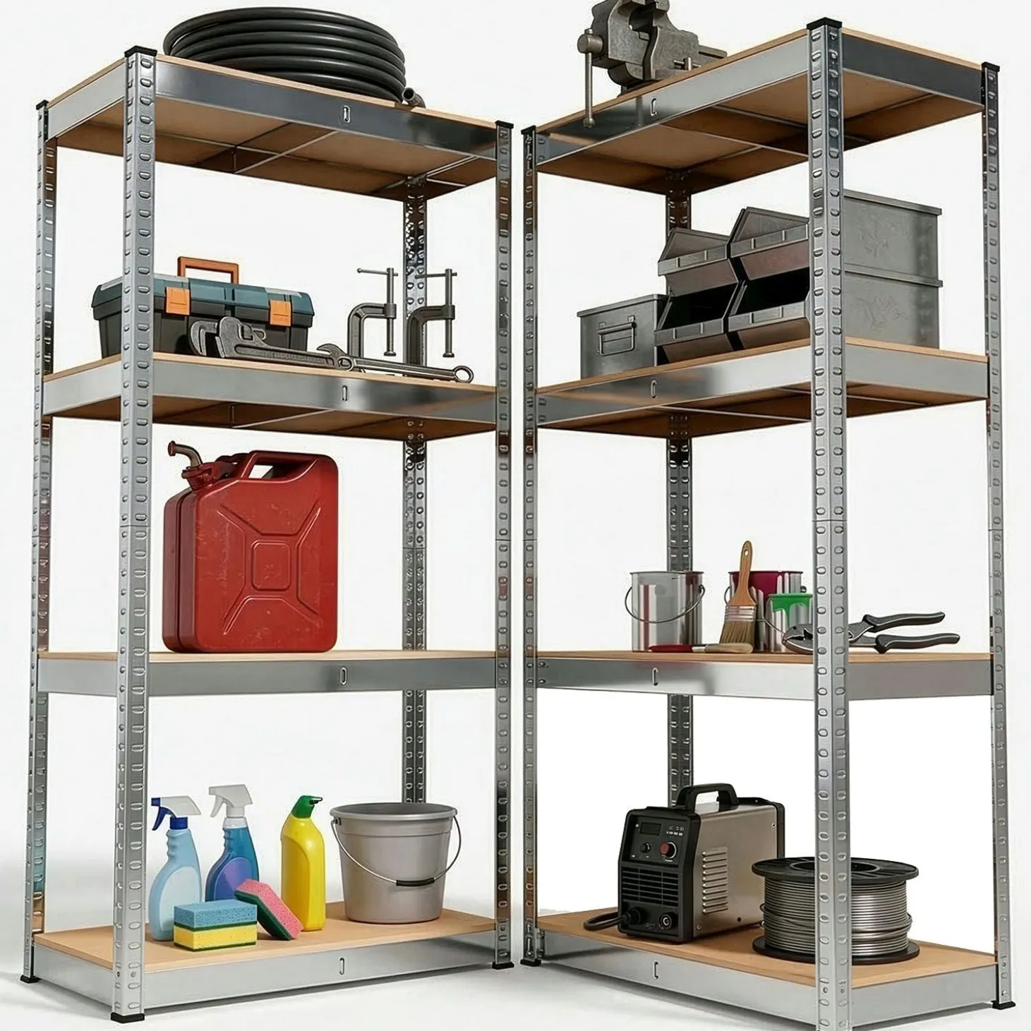 Lagerregal Easy 2er Set 160 x 80 x 40 cm 2 Schwerlastregale aus Metall mit 8 Einlegeböden