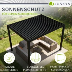Lamellendach Tahiti 3 x 4 m inkl. 1x Seitenwand 4 m Lamellendach für Terrasse & Garten mit verstellbaren Lamellen