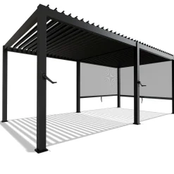 Lamellendach Tahiti 3 x 5,9 m inkl. 2x Seitenwand 3 m Lamellendach für Terrasse & Garten mit verstellbaren Lamellen
